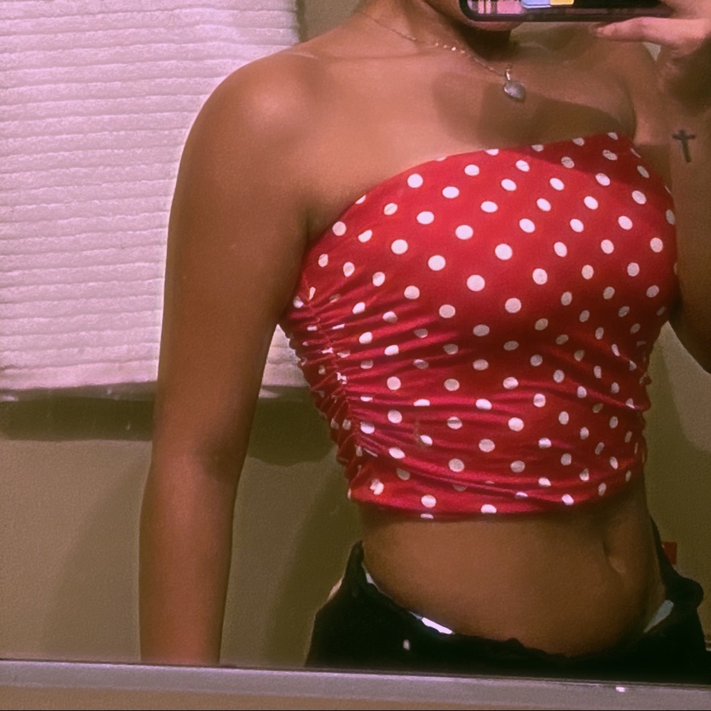 forever 21 polka dot red & white tube top